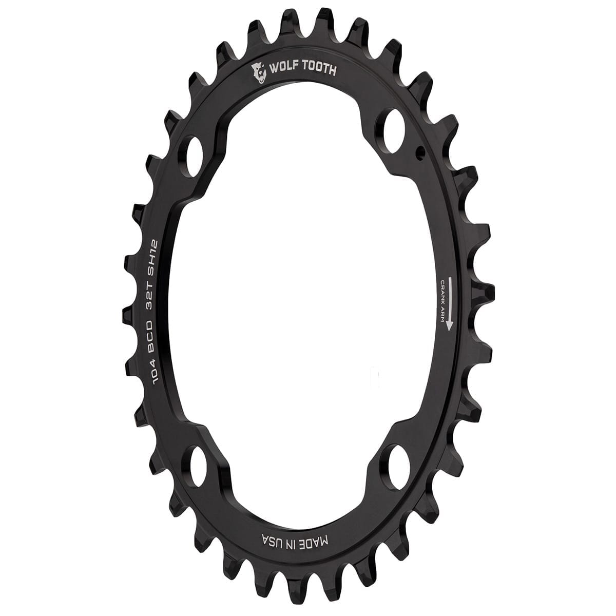 Plateau WOLF TOOTH 104 BCD 12V Shimano 4 Trous 104mm Noir