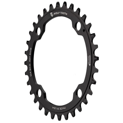 Plato WOLF TOOTH 104 BCD 12V Shimano 4 agujeros 104mm Negro