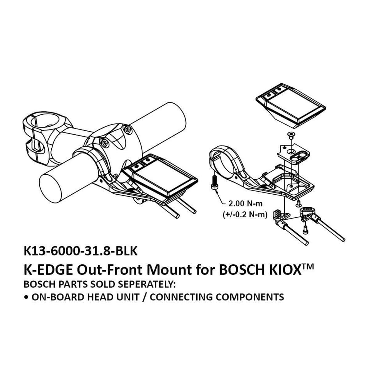 Support pour Compteur BOSCH Ebike KEDGE Noir