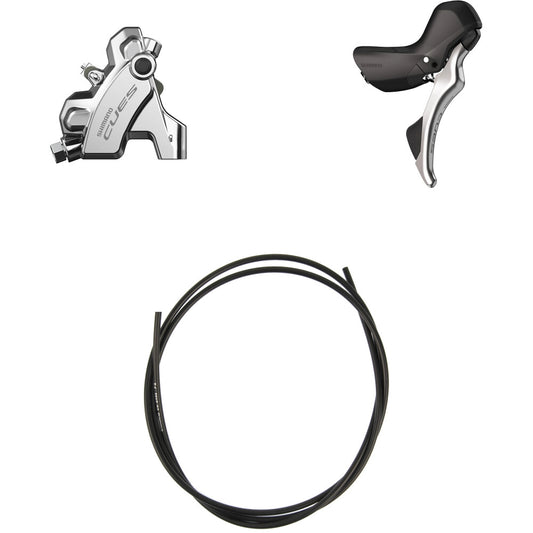 Maneta derecha y pinza trasera SHIMANO CUES U6030 10/11V Flatmount sin disco - Edición Polish Silver