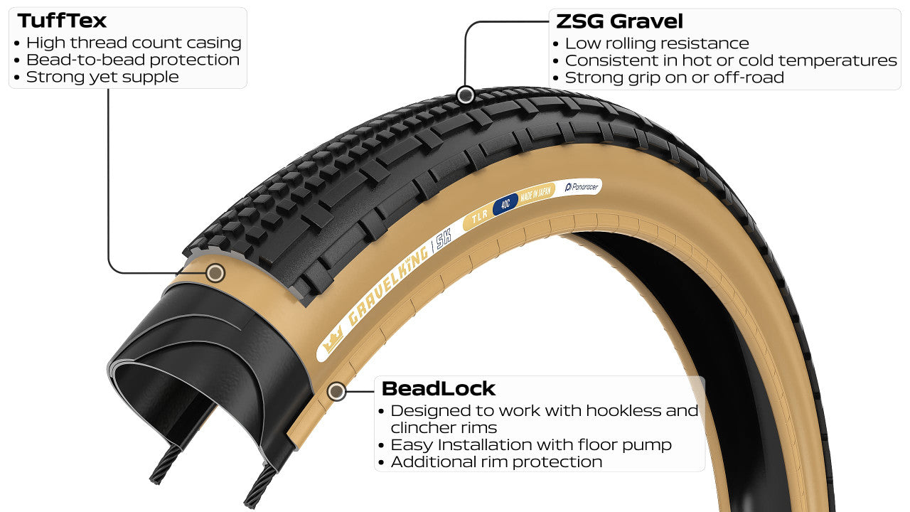 Neumático PANARACER GRAVELKING SK TLR 700x45c Tubeless Ready Negro