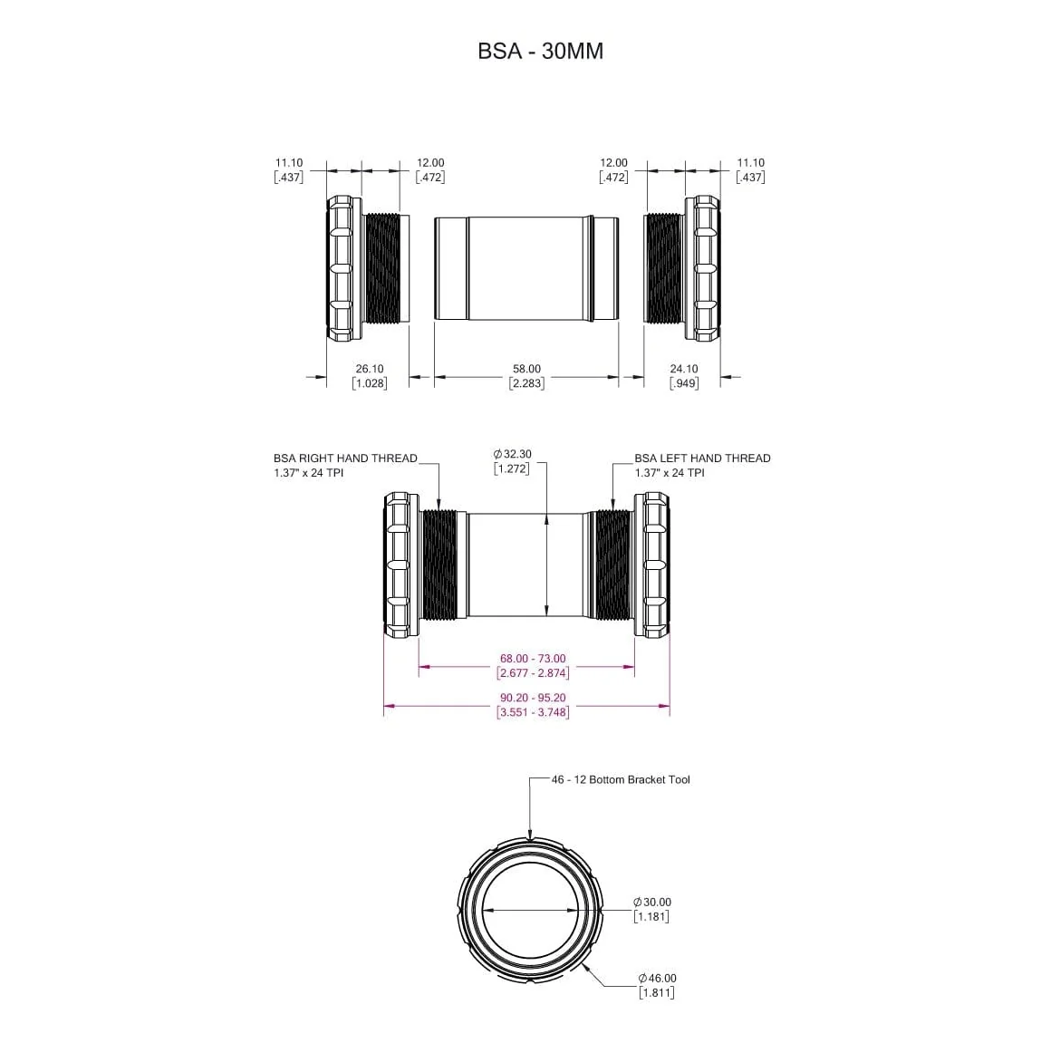 Platos y bielas WOLFTOOTH BSA 30mm Negro