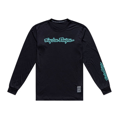 Maillot TROY LEE DESIGNS SKYLINE RIDE SIGNATURE Mangas Largas Negro/Turquesa