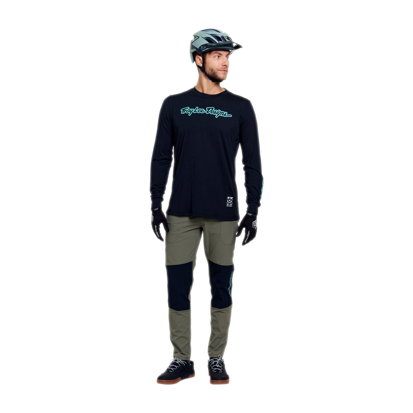 TROY LEE DESIGNS SKYLINE RIDE SIGNATURE Maillot Manga Larga Negro/Turquesa