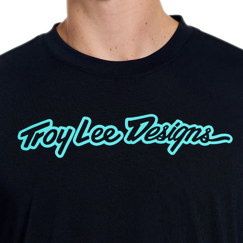 Maillot TROY LEE DESIGNS SKYLINE RIDE SIGNATURE Manga corta Negro/Turquesa