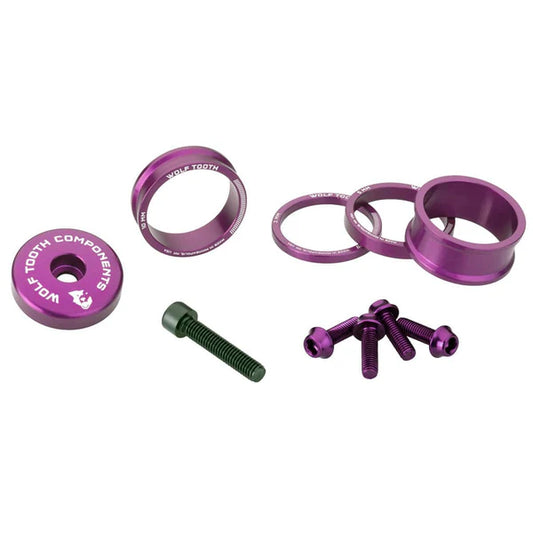 Kit de separadores, tapa de potencia y tornillos KIT WOLFTOOTH BLING Ultravioleta