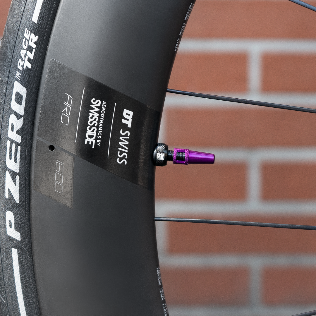 Válvula tubeless DYNAMIC BARKEEPER montada en una llanta
