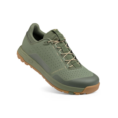 Zapatillas de MTB CRANKBROTHERS MALLET TRAIL SPEED LACE CLIP verdes/arena — vista de tres cuartos