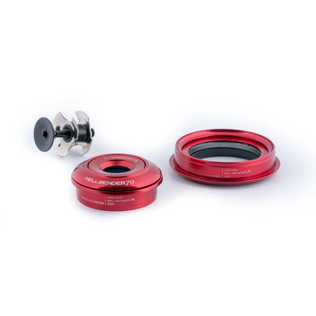 Juego de dirección semiintegrado cónico CANE CREEK Hellbender 70 Lite 1"1/8-1.5" ZS44/ZS56 rojo