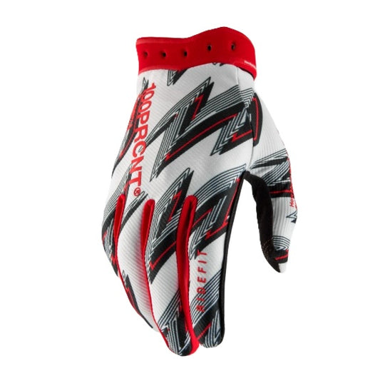 Guantes 100% RIDEFIT Blanco/Rojo