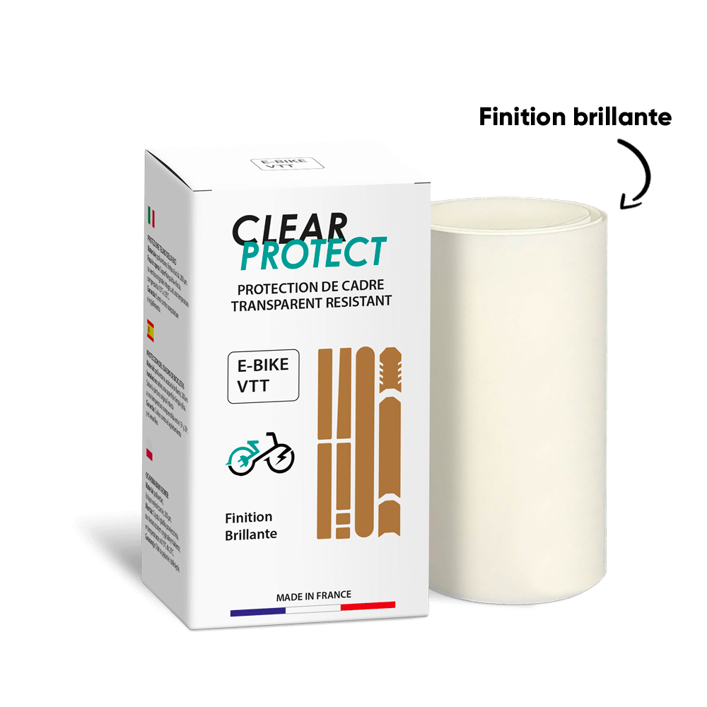 CLEARPROTECT Protector de cuadro adhesivo brillante para bicicletas eléctricas y BTT