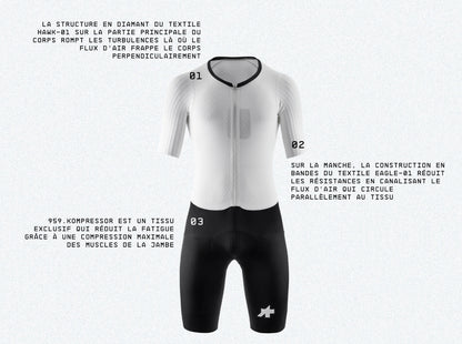 Combinaison ASSOS EQUIPE RS RAPIDFIRE S11 Blanco/Noir