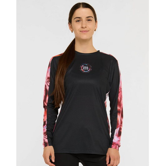 Maillot Mujer DHARCO RACE NEBULA Manga Larga Negro/Rosa