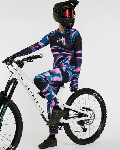 Maillot DHARCO RACE AURORA Mangas Largas Mujer Negro/Rosa