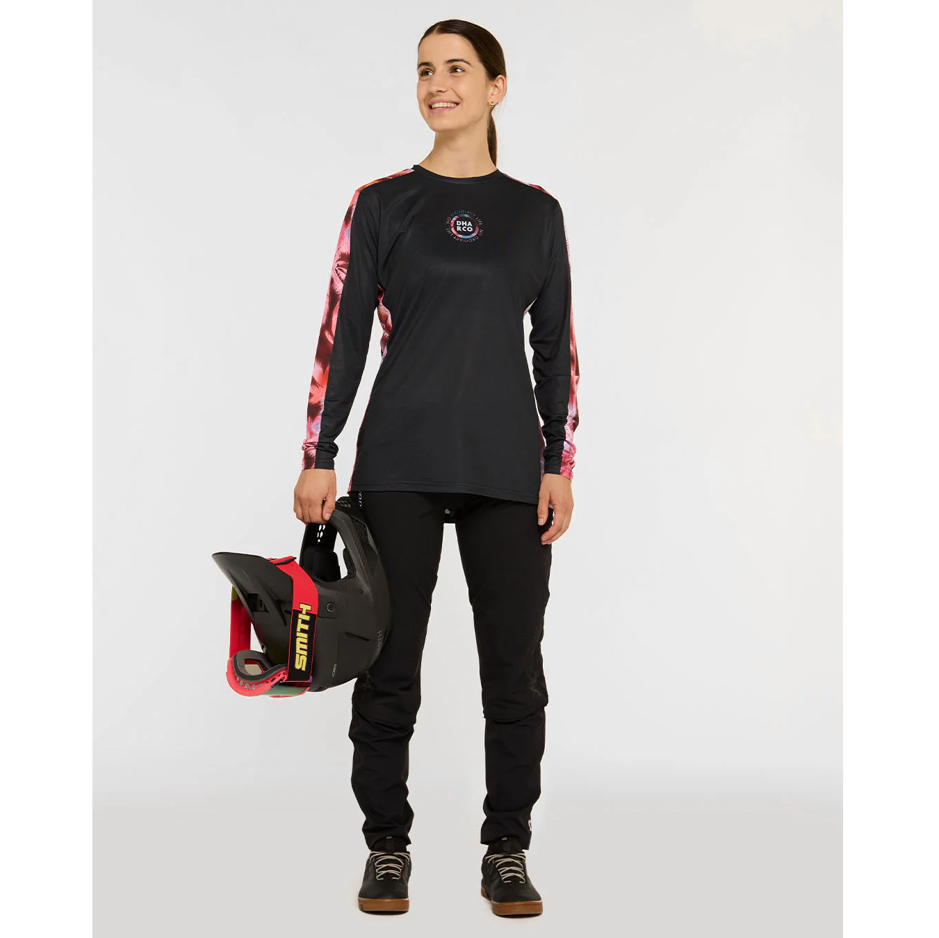 Maillot Mujer DHARCO RACE NEBULA Manga Larga Negro/Rosa