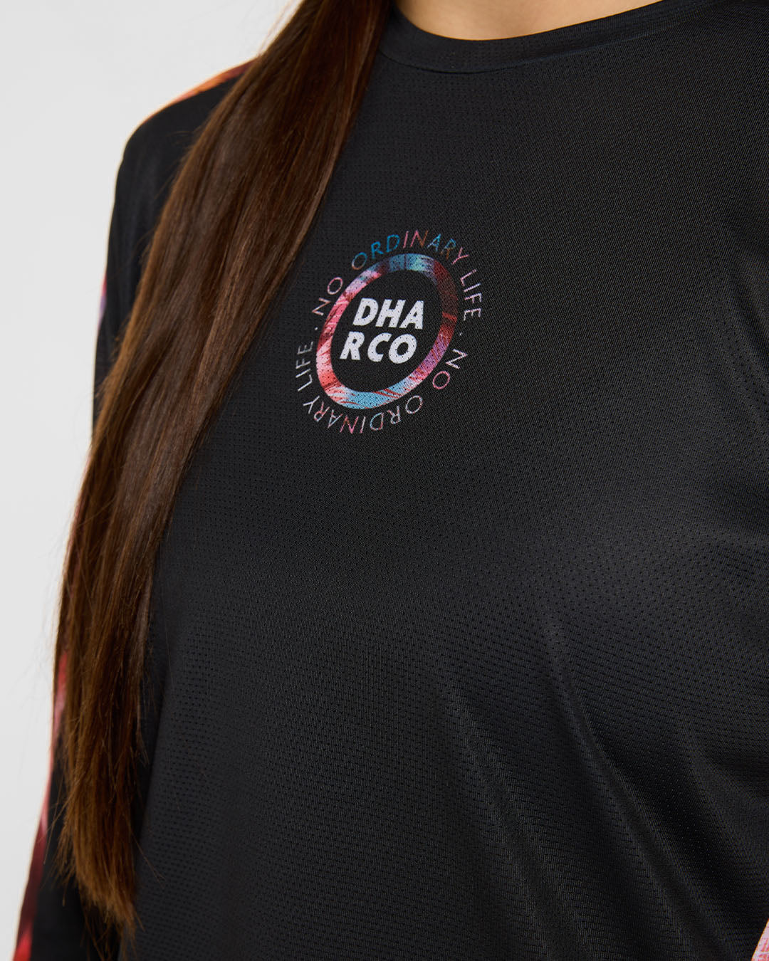 Maillot Mujer DHARCO RACE NEBULA Manga Larga Negro/Rosa