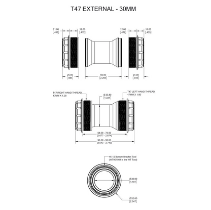 Caja de Pedalier WOLFTOOTH T47 Externa 30mm Ultraviolet Purple