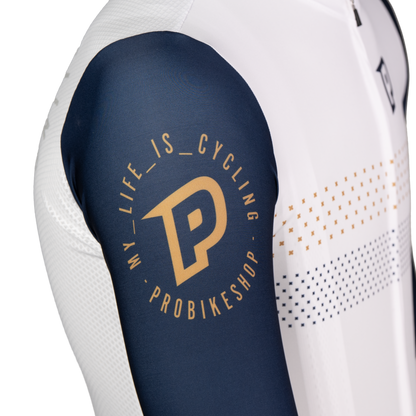 Maillot PROBIKESHOP By CHEF DE FILE Mangas Cortas Marino/Blanco