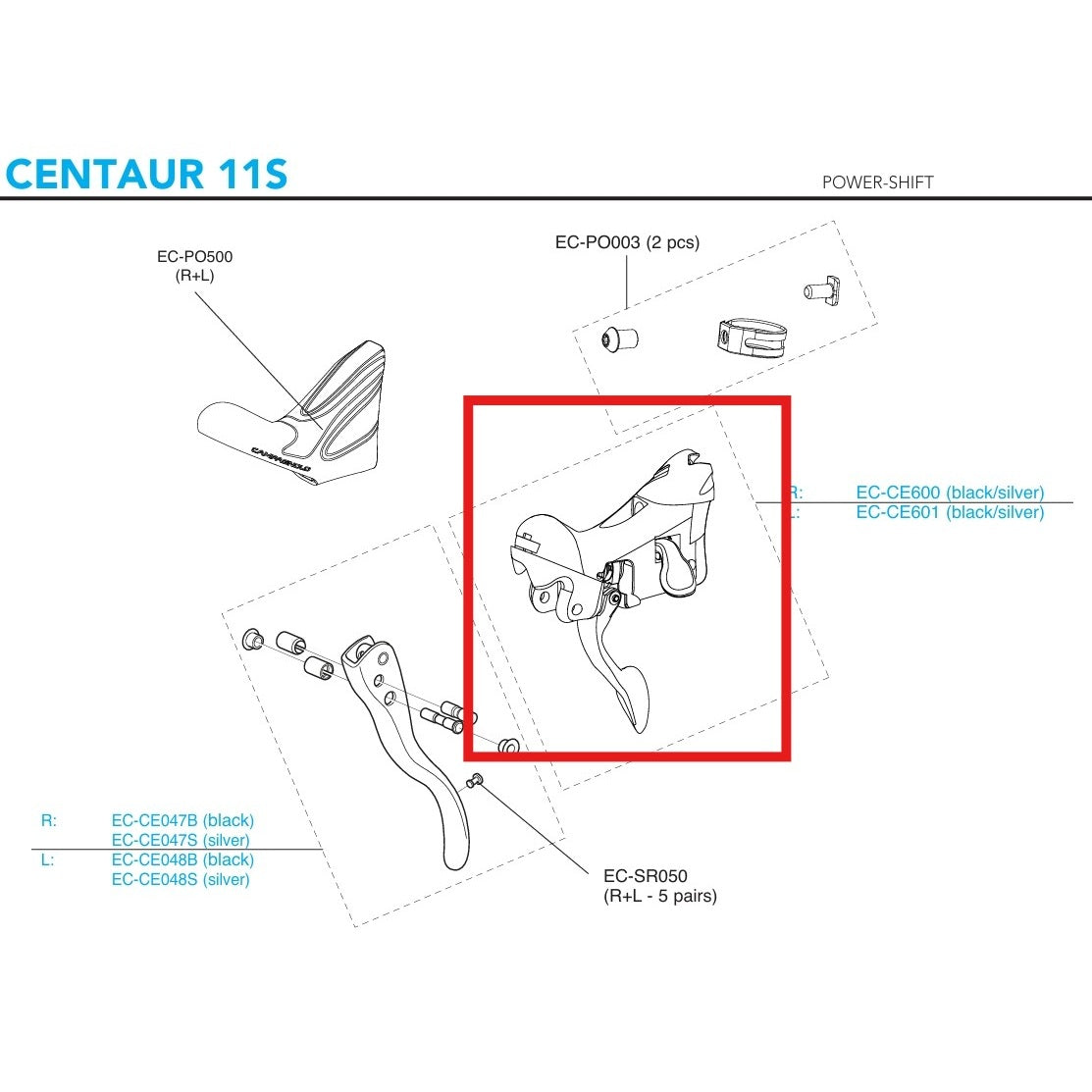 CAMPAGNOLO CENTAUR 11V Cuerpo de cambio derecho 2018 Frenos de llanta