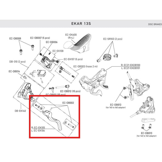 Palanca de freno derecha CAMPAGNOLO EKAR 13V DISC
