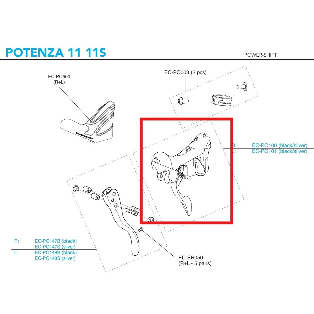 Cuerpo Palanca Izquierda CAMPAGNOLO POTENZA 11V 2018 Freno Llanta