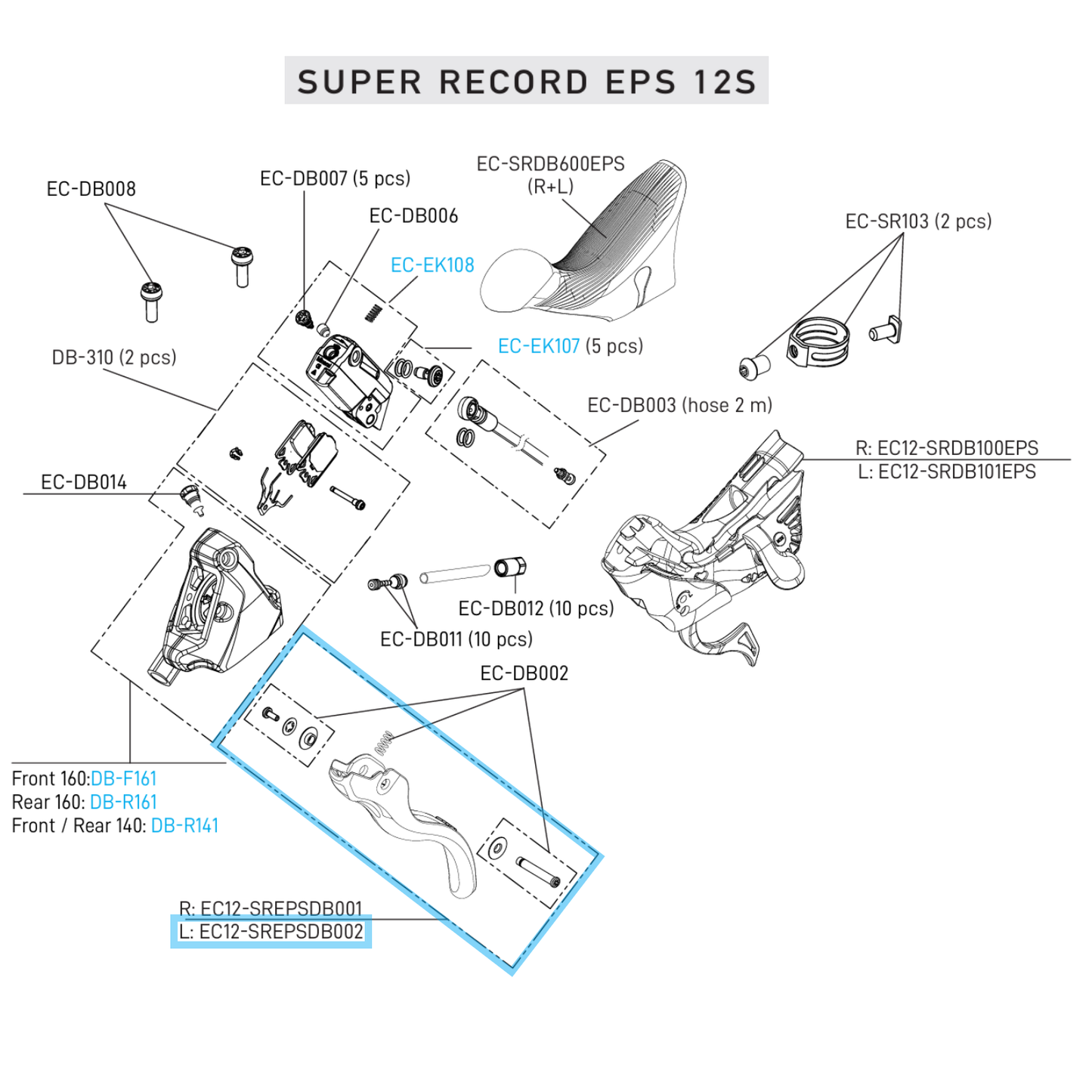 Freno monomando izquierdo CAMPAGNOLO SUPER RECORD EPS 12V DISC