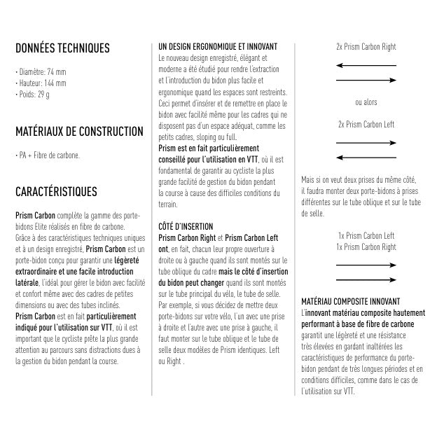 ELITE PRISM IZQUIERDA Portabidón de carbono Alfombrilla/Negro