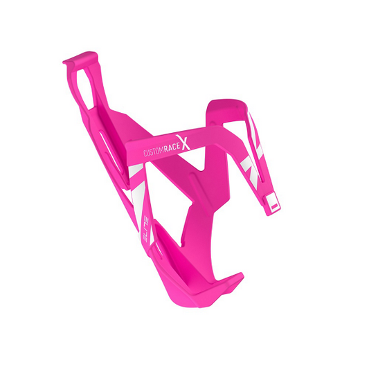 ELITE CUSTOM RACE X Fluo Pink Bottle cage White Logo
