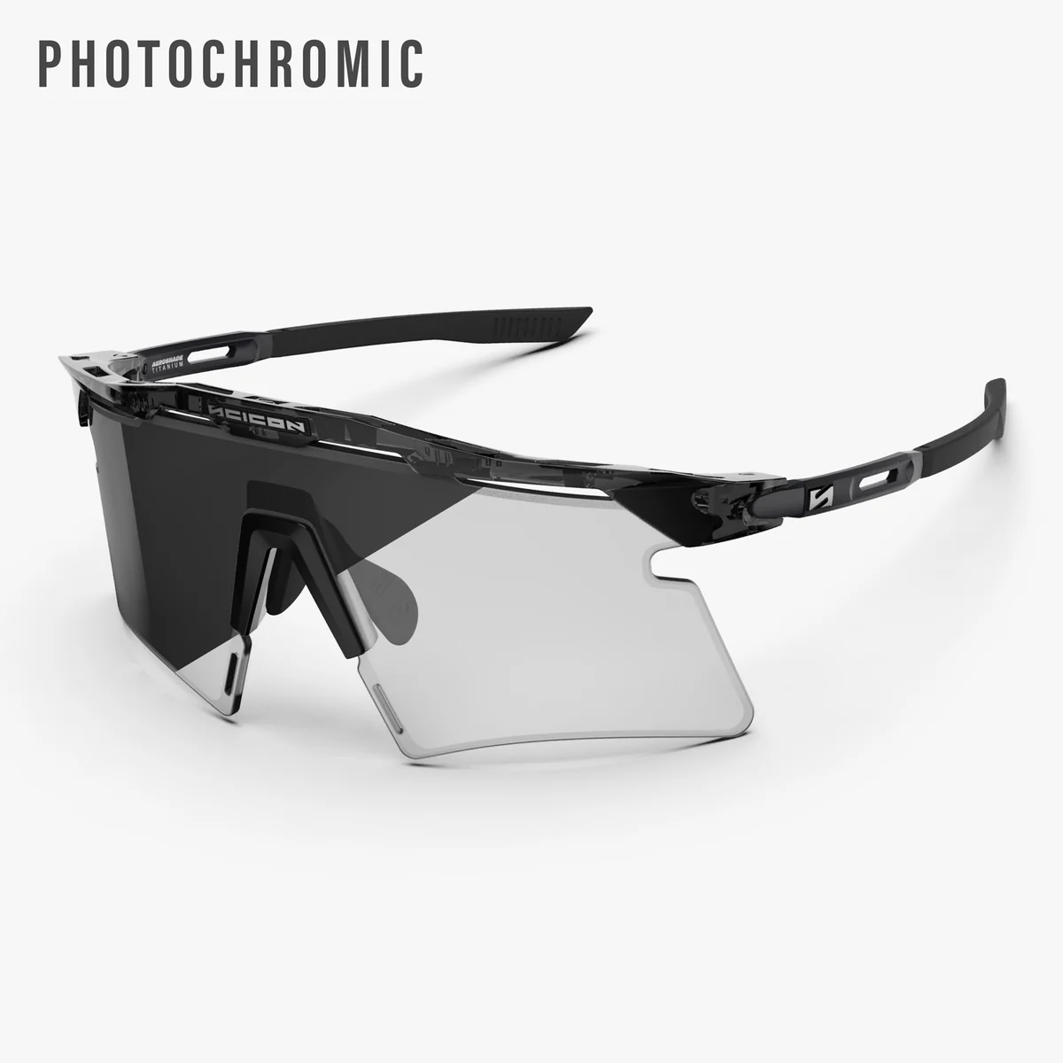 Gafas de sol SCICON AEROSHADE 2.0 TITANIUM Cristal negro brillante Lente gris fotocromática