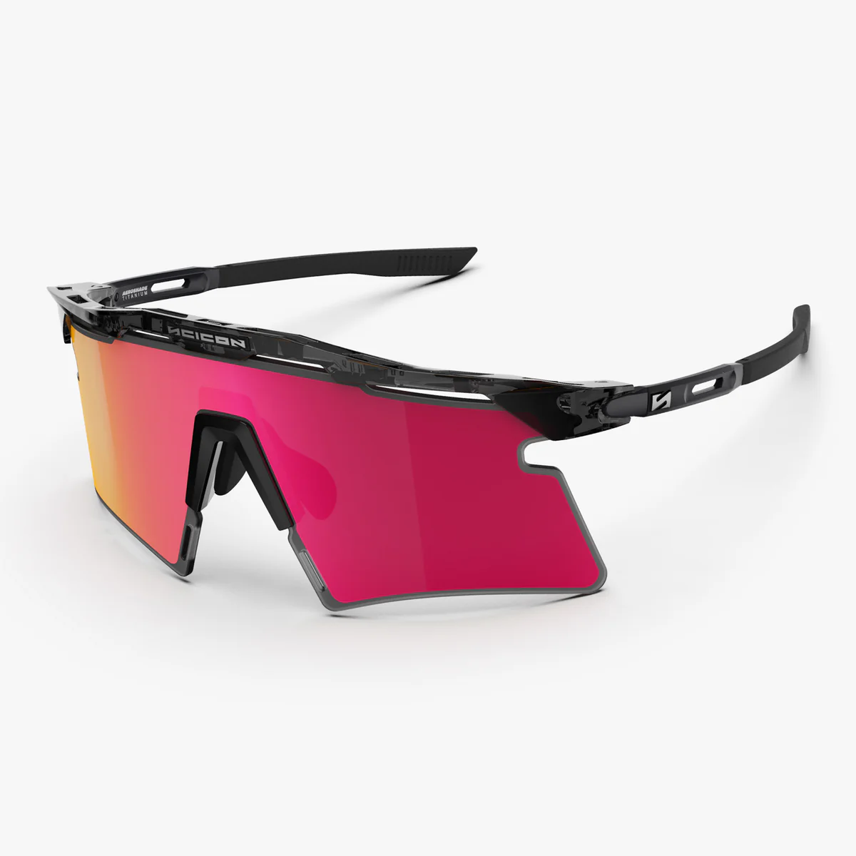 Gafas de sol SCICON AEROSHADE 2.0 TITANIUM Black Crystal Gloss Multimirror Sunburts + Lente Rosa
