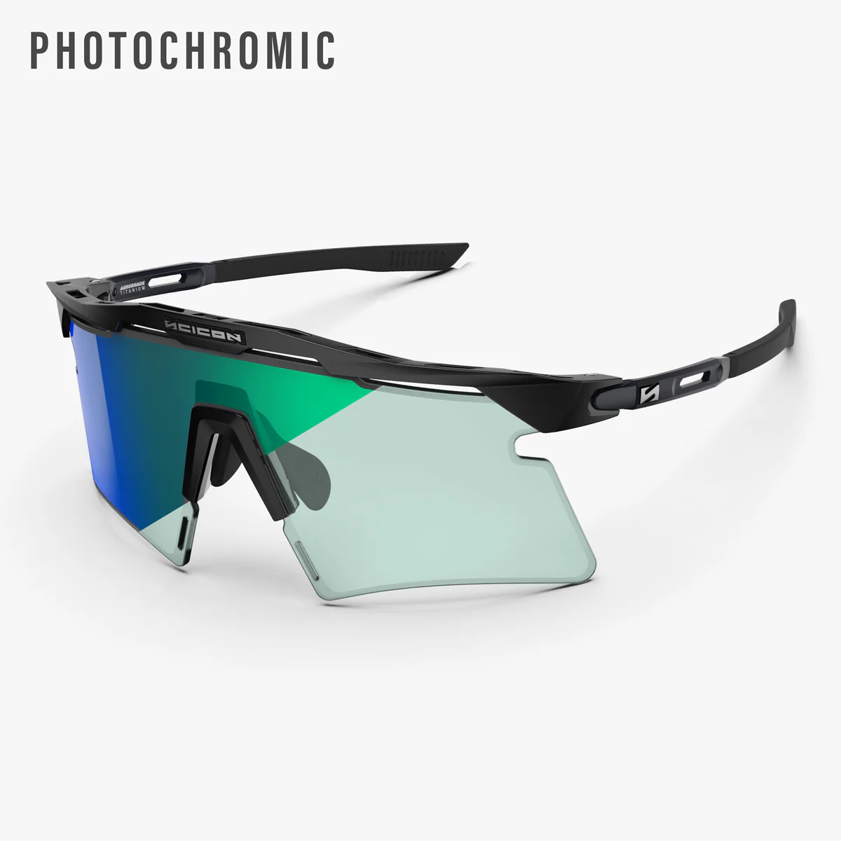 Gafas SCICON AEROSHADE 2.0 TITANIUM Negro Mate Azul Verde Lente Fotocromática