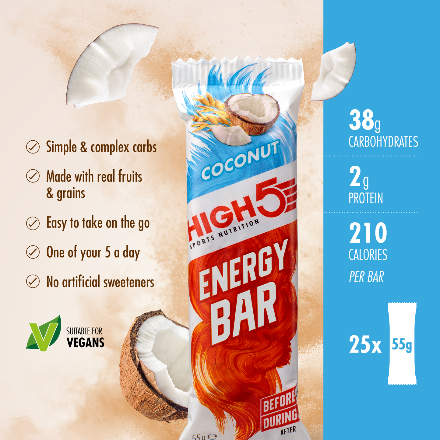 BARRA ENERGÉTICA HIGH5 (55 g) Coco