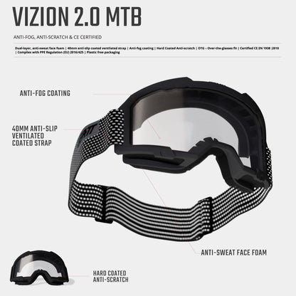 Máscara LEATT VIZION 2.0 MTB Blanco Pantalla Transparente