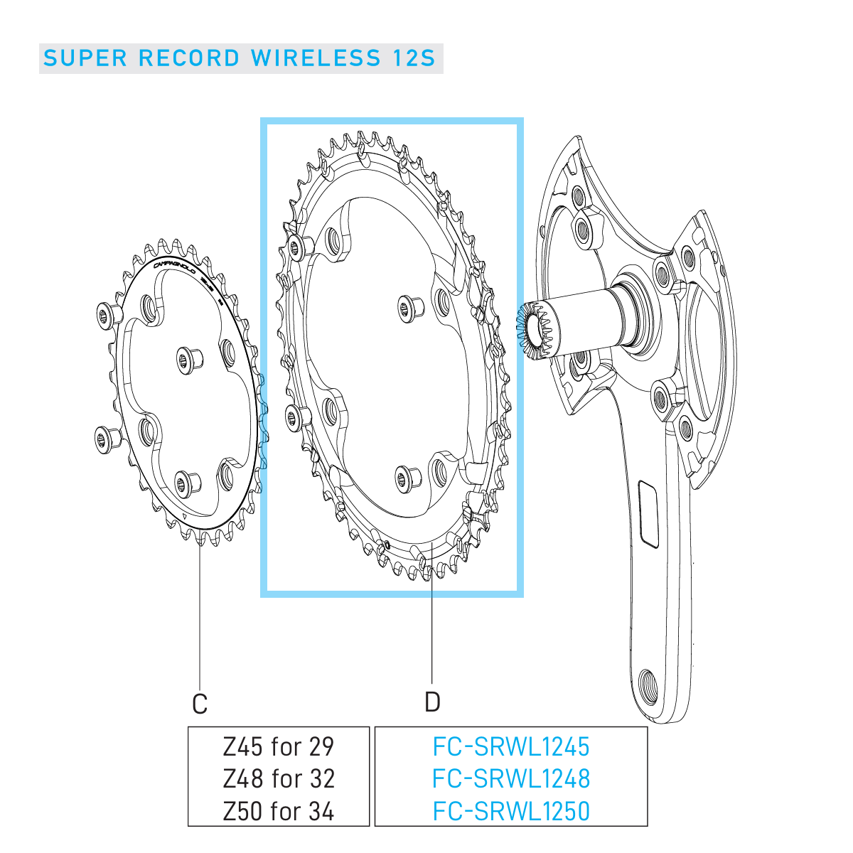 Bandeja exterior 12V CAMPAGNOLO SUPER RECORD WRL