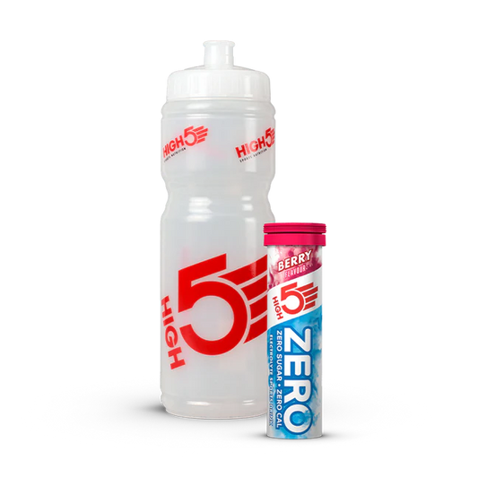 Botella + 10 Tabletas de Hidratación Electrolítica High5 CYCLE PACK Fruta Roja