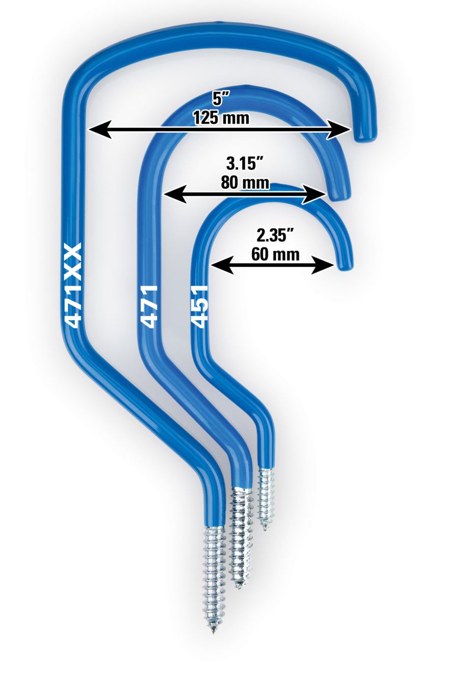 Park Tool: comparativa de tamaños de ganchos con tornillo para madera