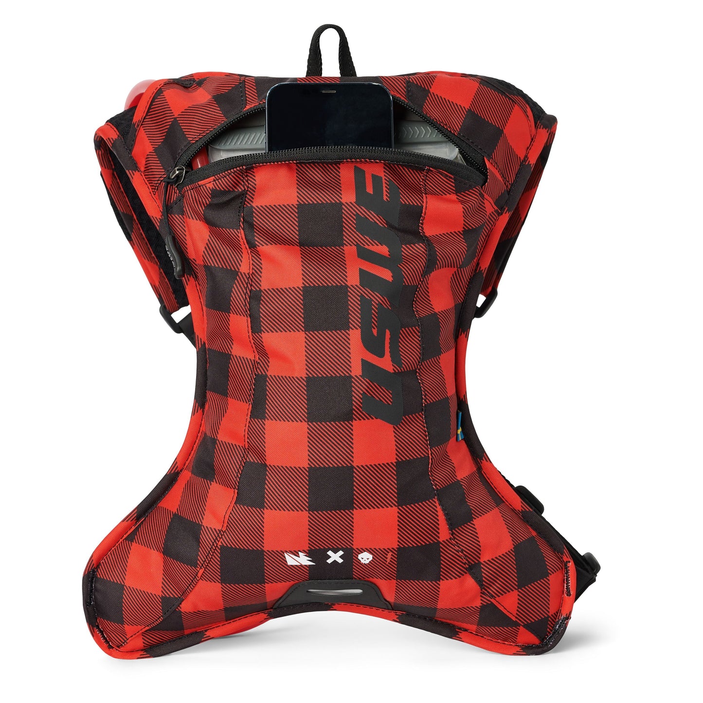Mochila de hidratación USWE OUTLANDER XC 2 L, flanela roja/negra