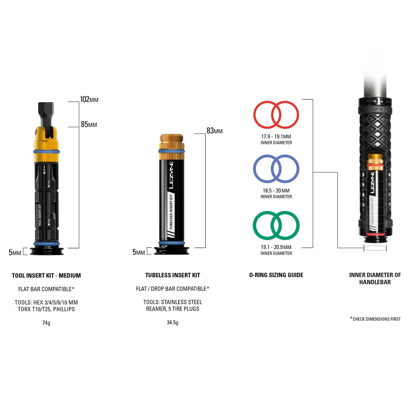 Kit de reparación Tubeless + multiherramienta M Manillar LEZYNE DUAL integrado