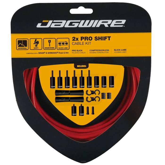 Kit de cable y funda de desviador JAGWIRE ROAD AND MOUNTAIN PRO Rojo