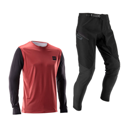Kit Maillot + Pantalón LEATT MTB GRAVITY 1.0 Junior Negro/Rojo