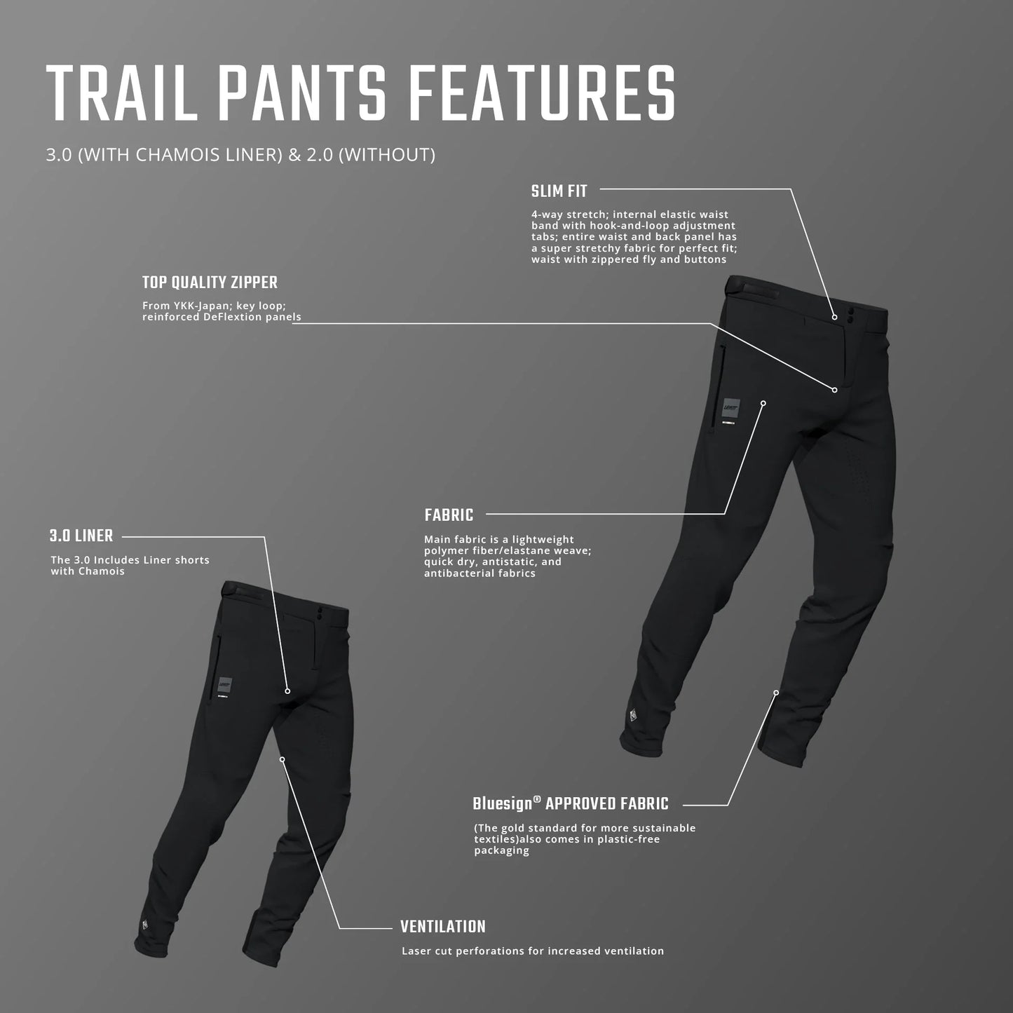 Pantalón LEATT MTB TRAIL 3.0 LINER Negro