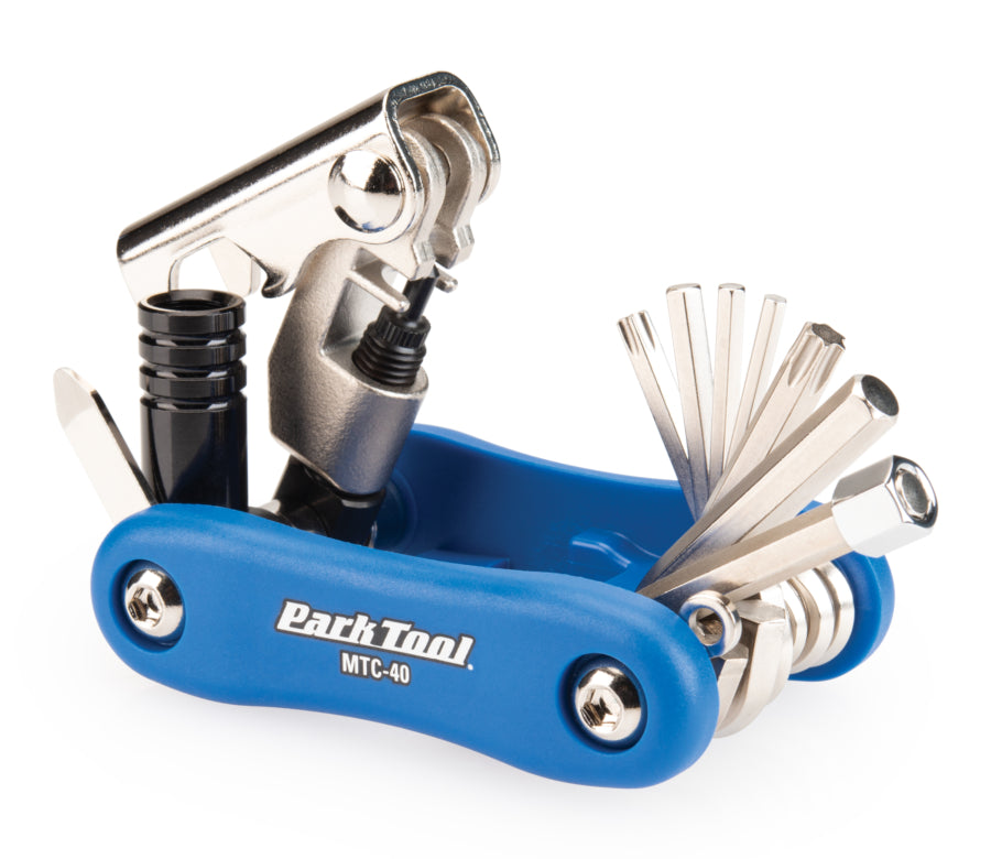 Park Tool MTC-40 desplegada, mostrando todas las herramientas
