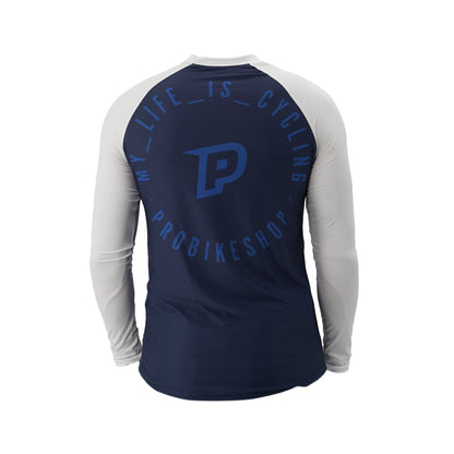 Maillot PROBIKESHOP By CHEF DE FILE FREERIDE Mangas Largas Marino/Blanco