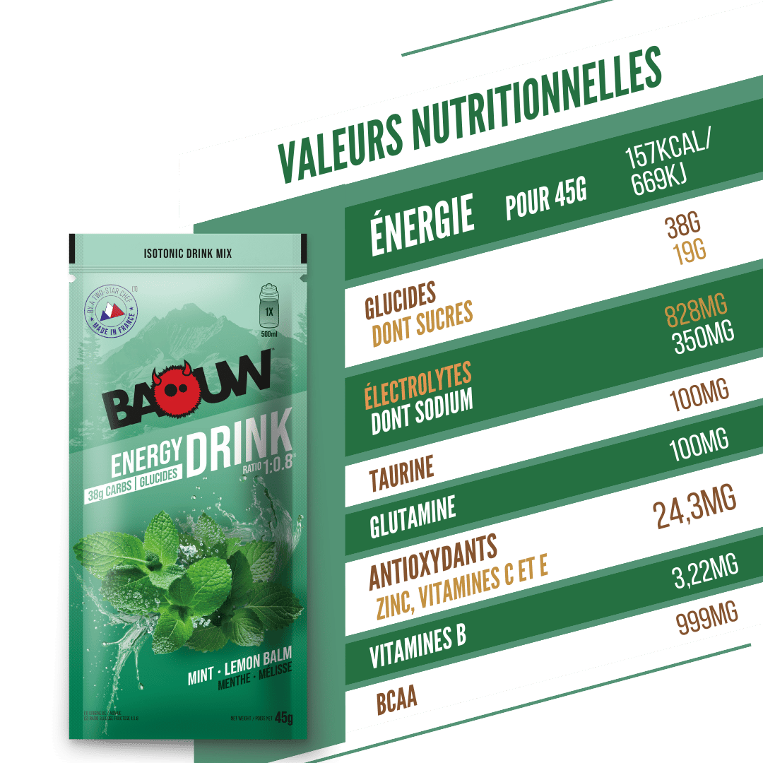 BAOUW ISOTONIC Bebida Energética (45g) Menta/Melisa