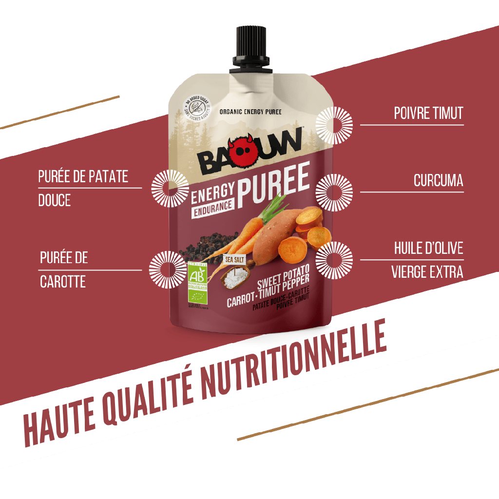 BAOUW Puré Energético Ecológico Receta Sabrosa Boniato/Aroga/Pimienta (90g)