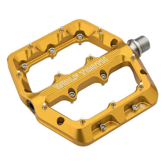 Pedales planos WOLF TOOTH WAVEFORM, grandes, dorados