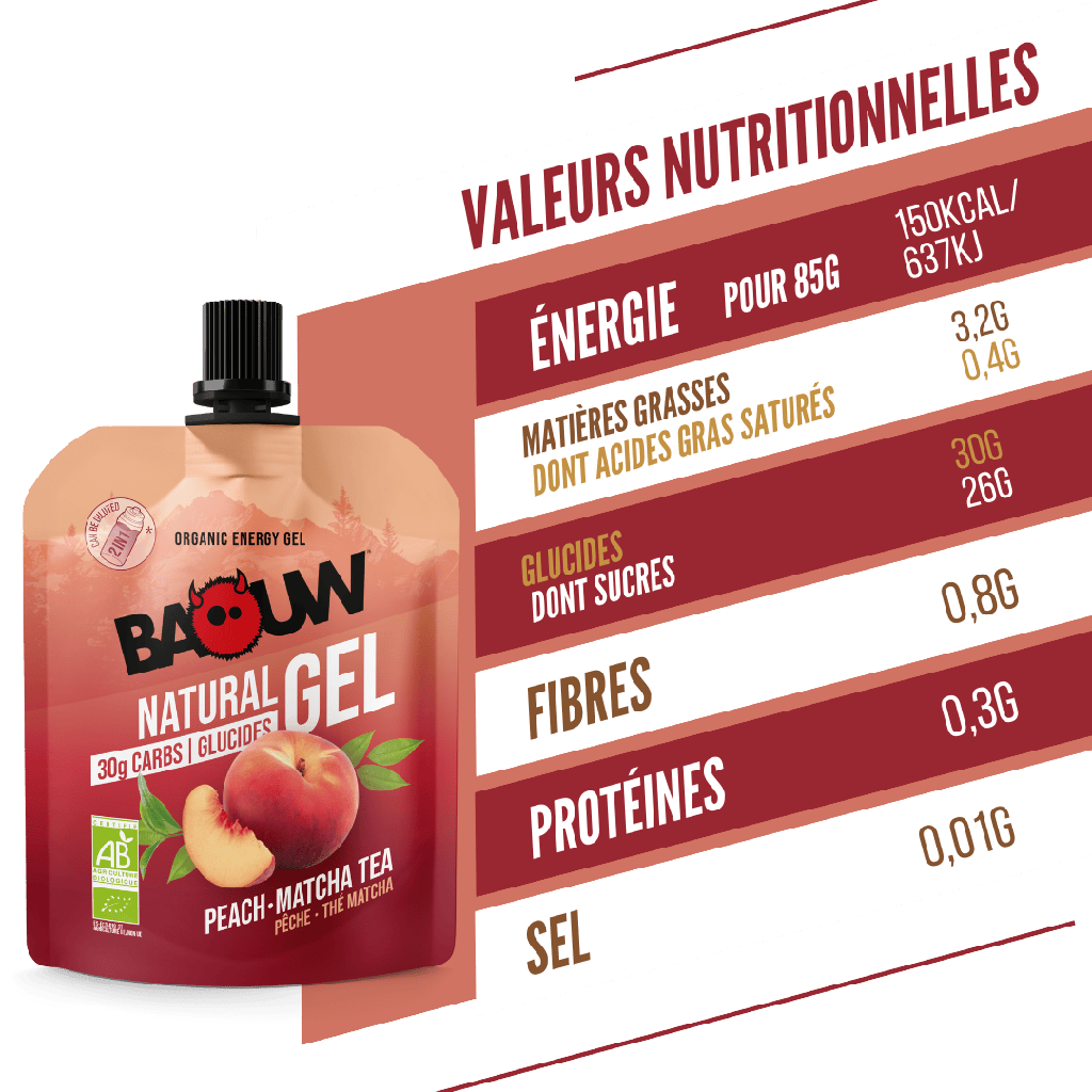 BAOUW Gel Energético Té Melocotón-Matcha Ecológico (85g)