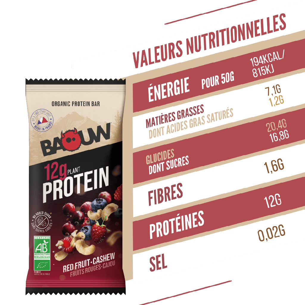 BAOUW BIO EXTRA Barrita Proteica Frutos Rojos/Cashew (50g)