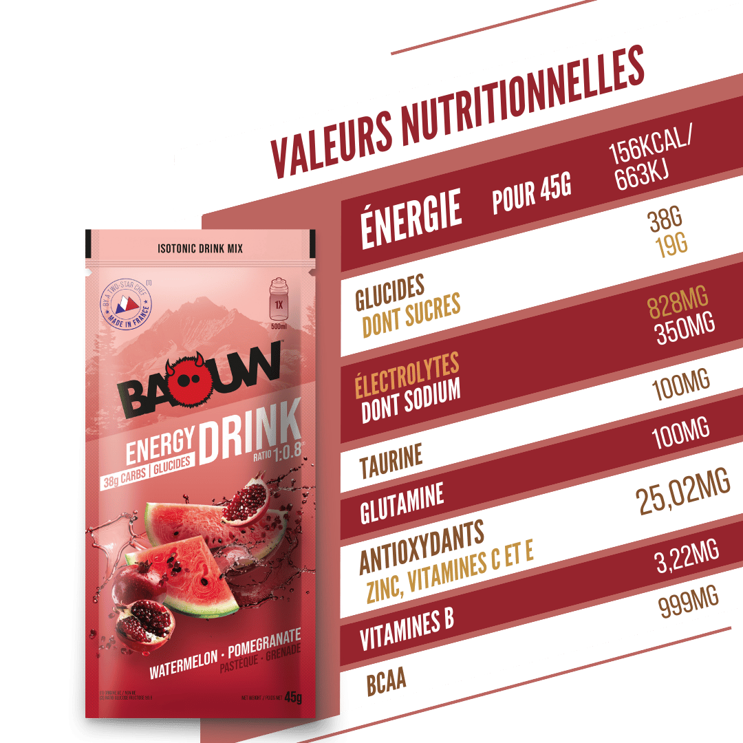 BAOUW ISOTONIC Bebida Energética (45g) Sandía/Granada
