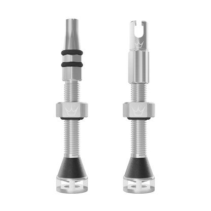 Válvulas Tubeless PEATY'S HOLESHOT FAST FLOW 60mm (x2) Plata